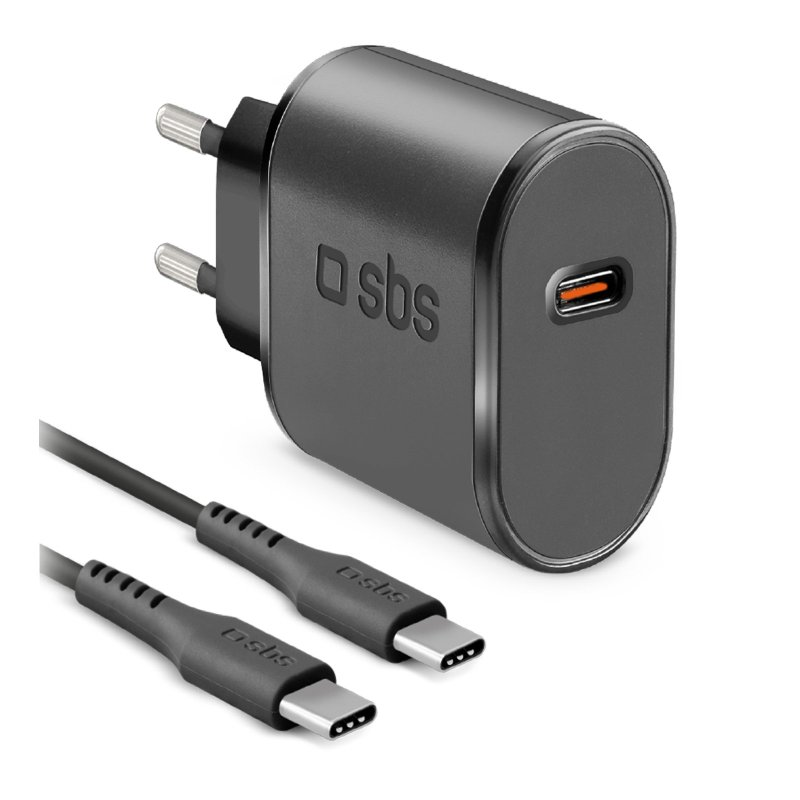 SBS USB-C Hálózati töltő - Fekete (15W) + USB-C / USB-C Kábel (TEKITTRTC15W)