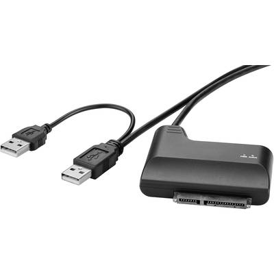 Merevlemez átalakító, 1x USB 2.0 dugó A - 1x SATA kombi dugó, 7+15 pólus, 0,3 m, fekete, Renkforce (RF-4472913)