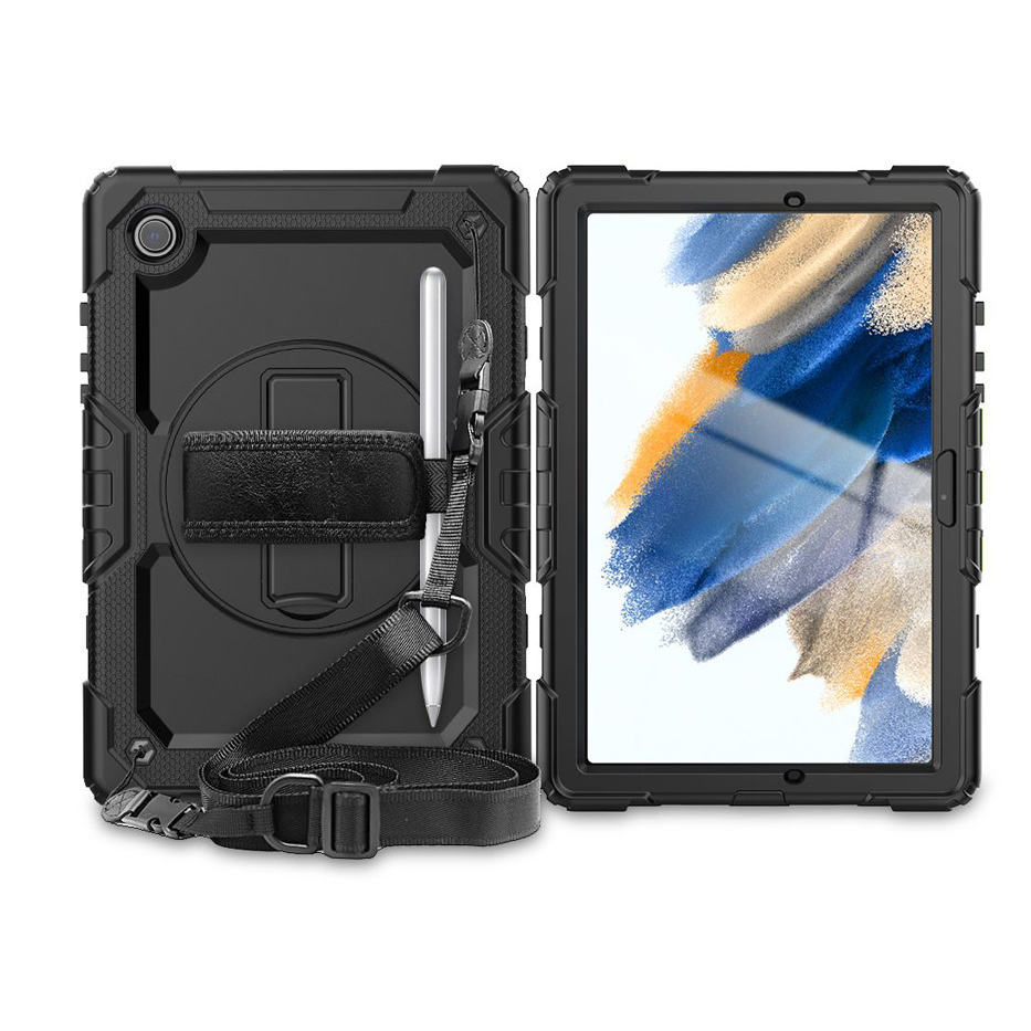 Haffner Samsung Galaxy Tab A8 10.5 Solid X200/X205 védőtok kijelzővédő üveggel fekete (FN0330) (FN0330)