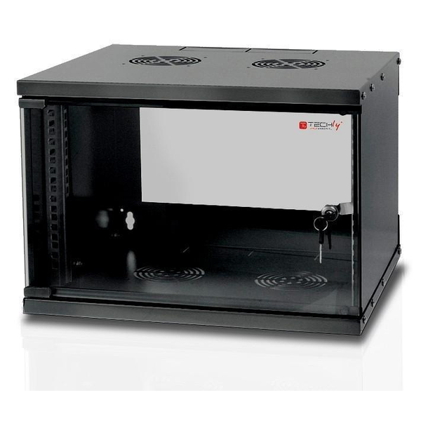 Techly I-CASE EL-1006B45 stativ 6U Vægmonteret stativ Sort