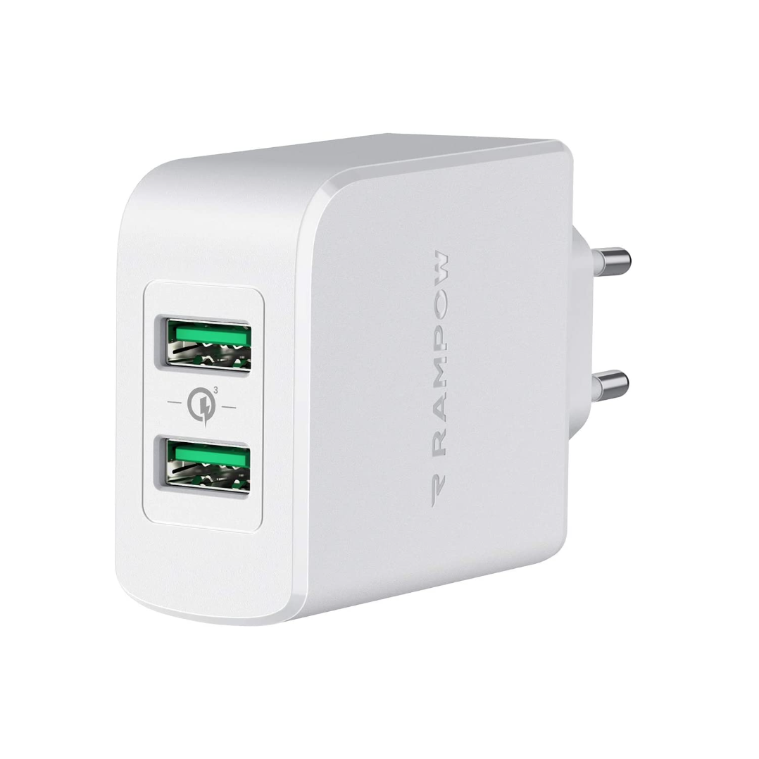 Rampow RBA16 2x USB-A Hálózati töltő - Fehér (39W) (RBA16)