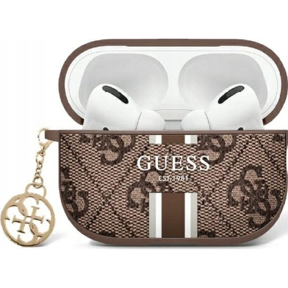 Guess Guess GUA2P4RPSW AirPods 1/2 cover brown/brown 4G Printed Stripes Charm
