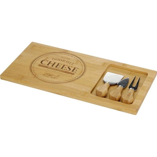 Tabla De Bambú Con Cuchillos Para Quesos Taketokio (4 Piezas)