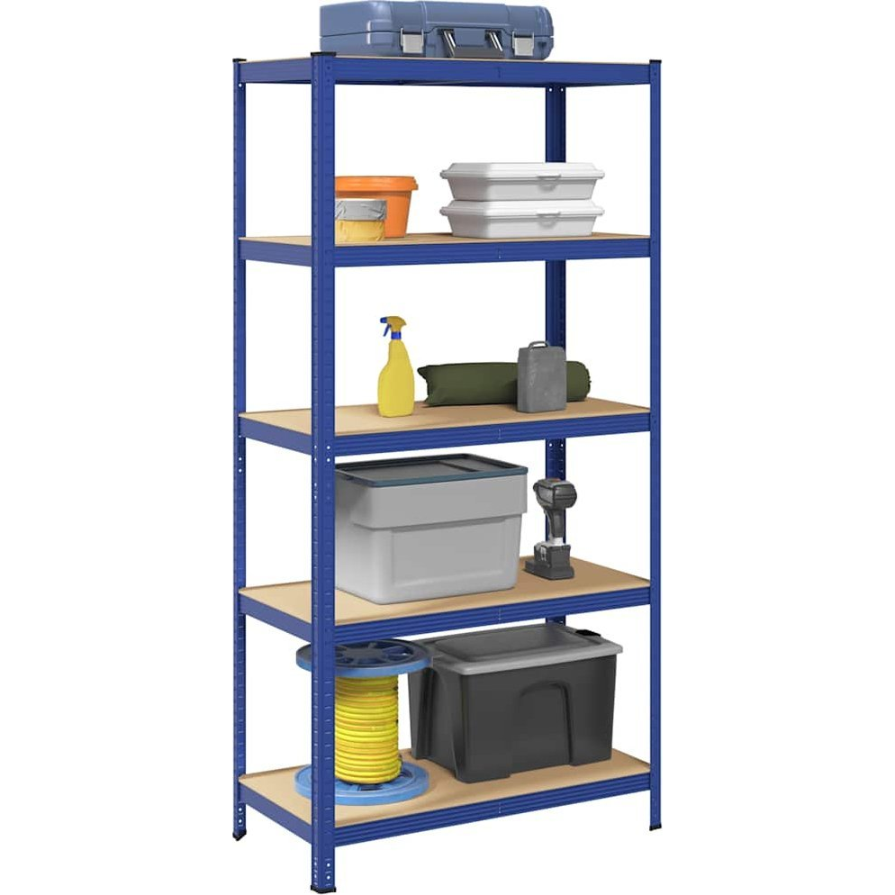 5 szintes kék acél és szerelt fa tárolópolc (4016961)