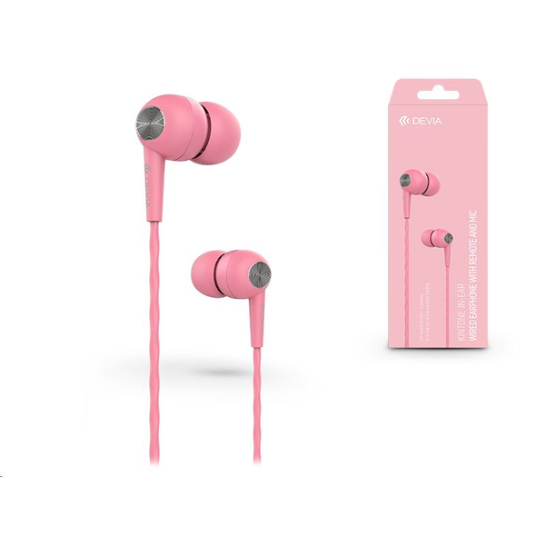 Слушалки Devia wired earphones Kintone, Розов