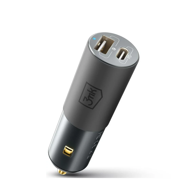 3mk Hyper Car Charger Autós USB-C / USB-A töltő - Fekete (100W)