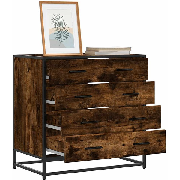 füstös tölgy szerelt fa fiókos szekrény 70x41x70 cm