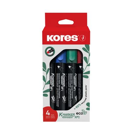 Kores Alkoholos marker készlet, 3 mm, kúpos,  "ECO K-Marker XP1", 4 különböző szín (IK20764)