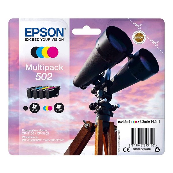 Epson 502 blækpatron 1 stk Original Standard udbytte Sort, Blå, Magenta, Gul