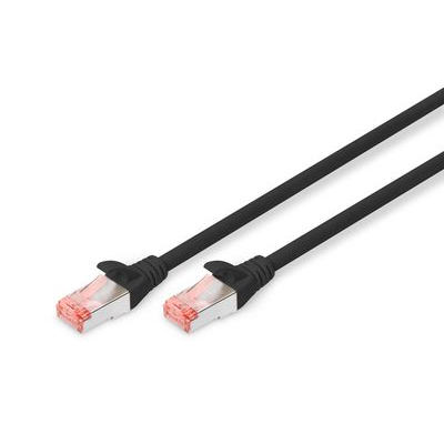 DIGITUS Patchkabel Cat6  S/FTP 2xRJ45 0.25m schw Hebelschutz Polybeutel