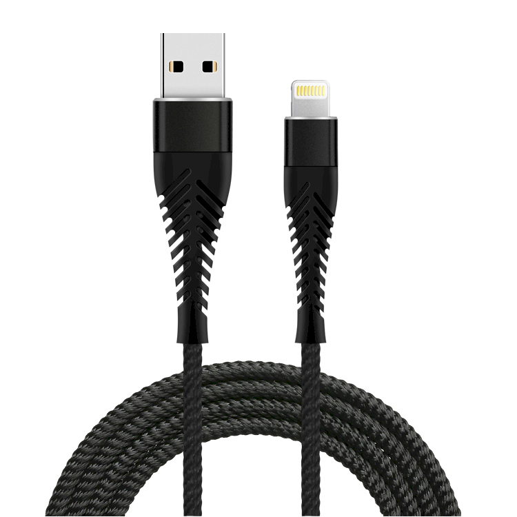 Fusion Fishbone USB-A - Lightning Adat és töltő kábel - Fekete (1.5m) (FUSLIGH15BK)