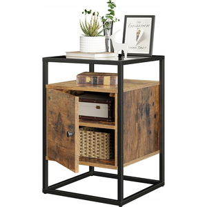 Vasagle Szafka nocna, szklany stół z szafką, stół końcowy, sypialnia, salon, hala, stabilne szkło, łatwe montaż, projekt przemysłowy, ru