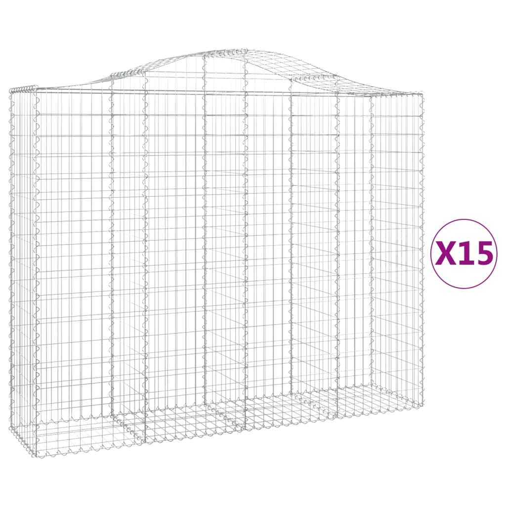 15 db íves horganyzott vas gabion kosár 200x50x160/180 cm (3145716)