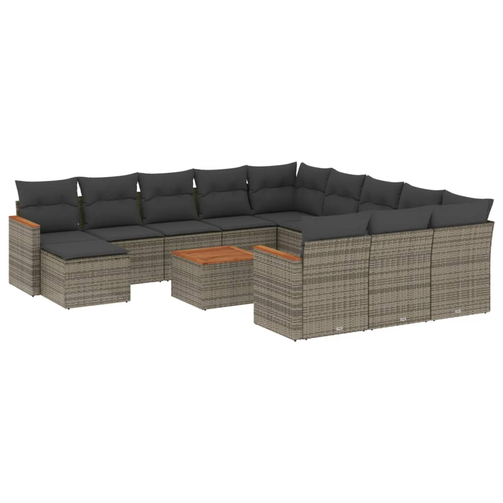 13 részes szürke polyrattan kerti ülőgarnitúra párnákkal (3258994)