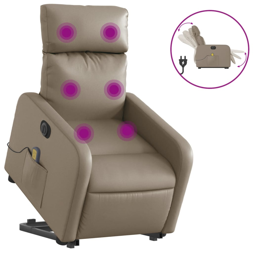 elektromos kávészínű műbőr felállást segítő masszázsfotel (3206776)