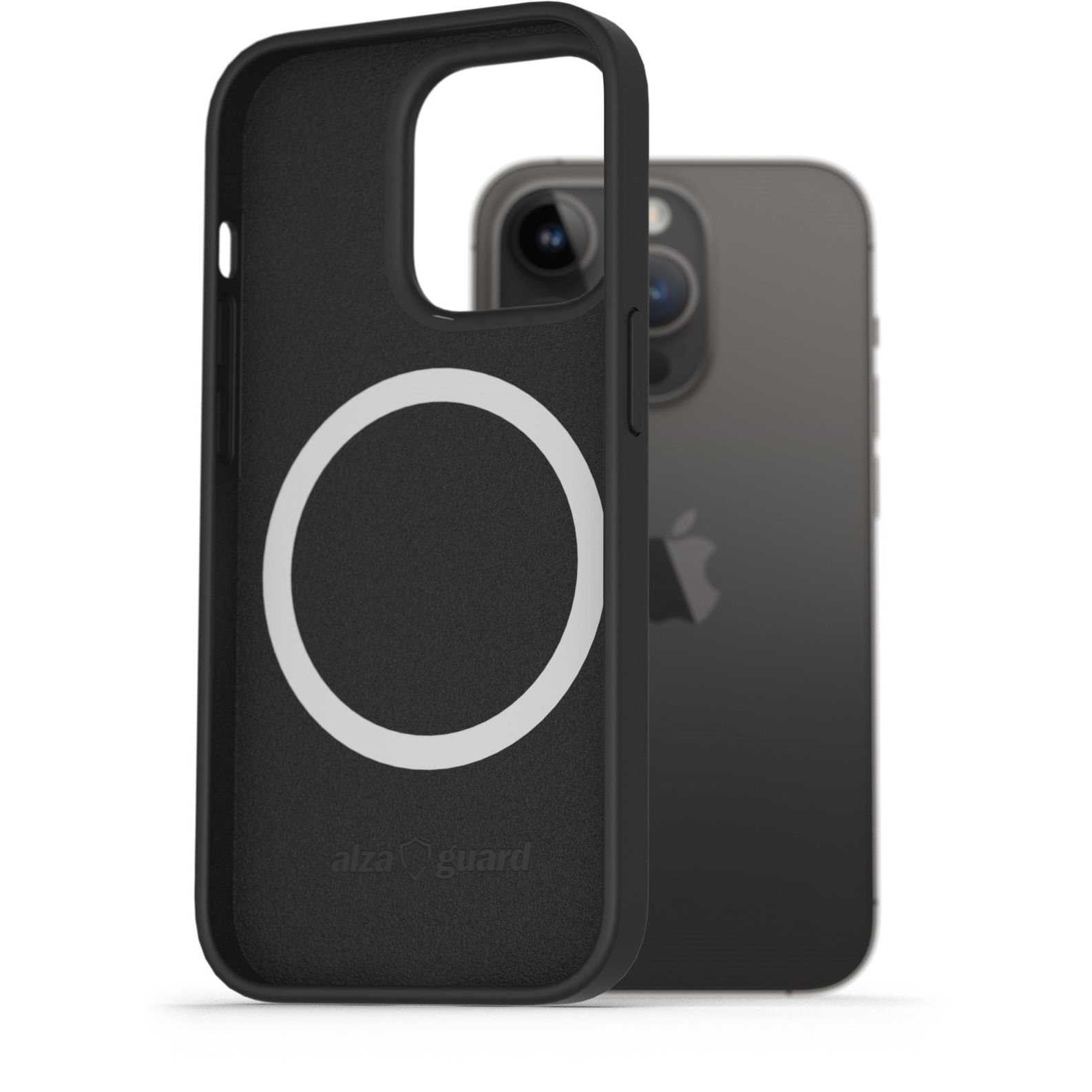 AlzaGuard Silicone Case Compatible with Magsafe iPhone 14 Pro fekete tok (AGD-PCMS18B)