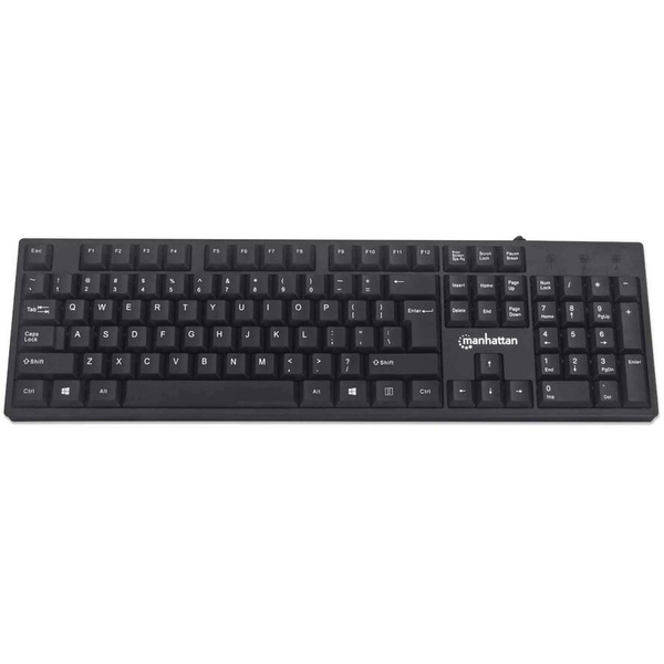 Manhattan 179324 tastatur Kontor USB QWERTY Engelsk Sort