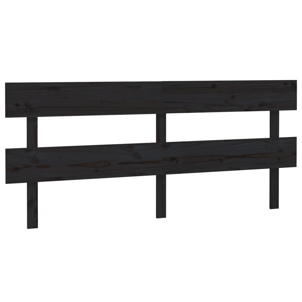 fekete tömör fenyőfa ágyfejtámla 204x3x81 cm (819094)
