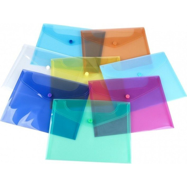  Teczka kopertowa, PP, C5, 185 x 238 x 0,18 mm, na zatrzask, display, mix kolorów