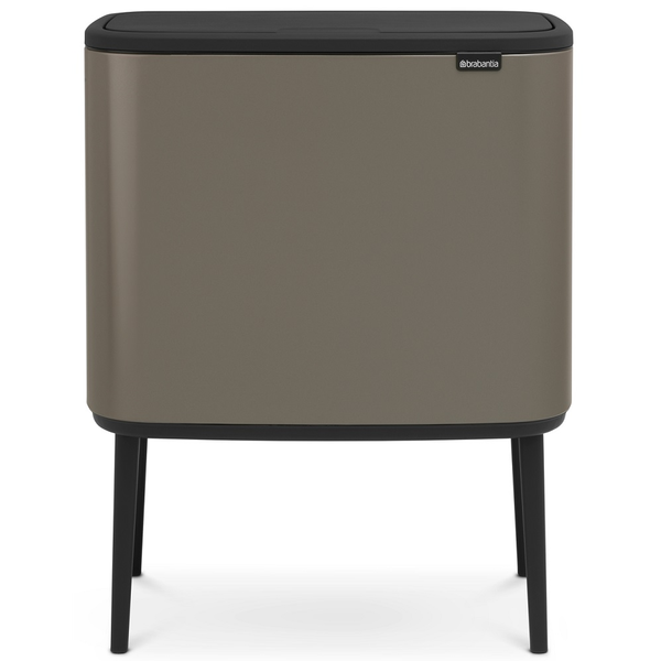 BRABANTIA Bo Touch Bin nyomófedeles hulladékgyűjtő magasított lábakon álló műanyag tartály 36L - R méret acél platinaszürke - 315787
