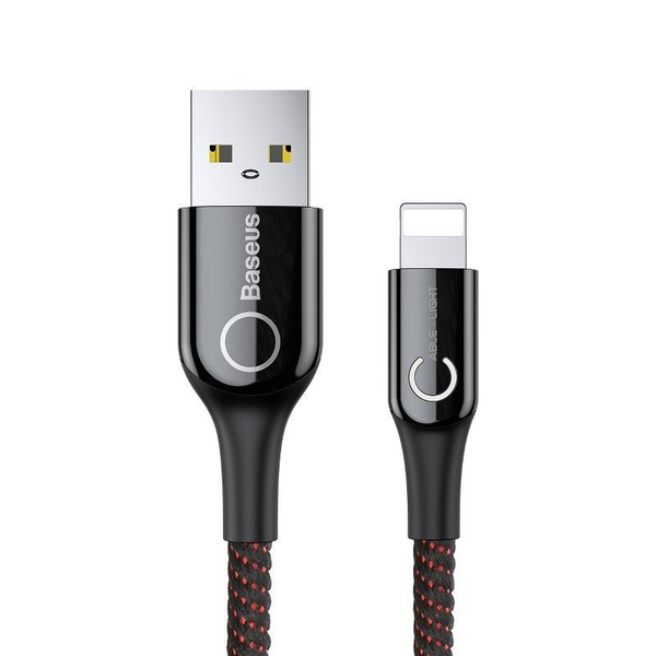 Baseus  USB-C- USB Lightning töltőkábel LED-del, 1m, fekete (CALCD-01)