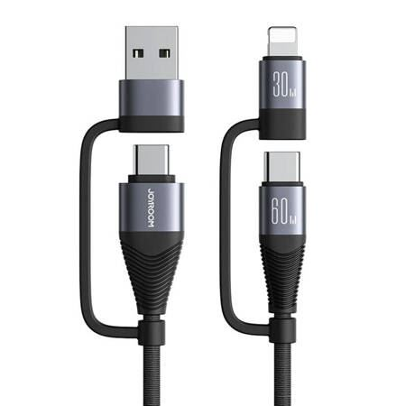 Joyroom SA37-2T2 USB-C/USB-A - USB-C/Lightning töltőkábel 60W 1.2m fekete