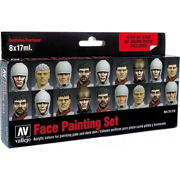 Vallejo 70119 Modellvasút színezőárnyalat Bőrszínű, Világos rózsaszín, Piros-szürke, Fekete/piros, Bézs, Viola, Homoksárga (matt), Jelzőfekete (2024421)