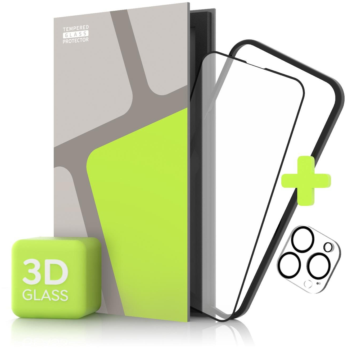 Tempered Glass Protector az iPhone 14 Próhoz, 3D Glass + kameravédő (Case Friendly) (TGR-IP14P-BLX)