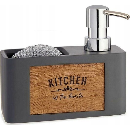 Dispensador De Jabón Gris Madera Plástico (6 X 13 X 15 Cm)