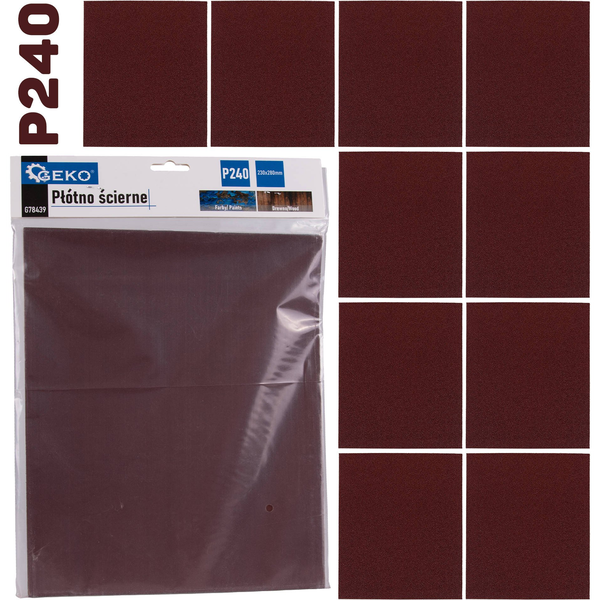 Geko Płótno ścierne – arkusz 230x280mm P240 (10/500)