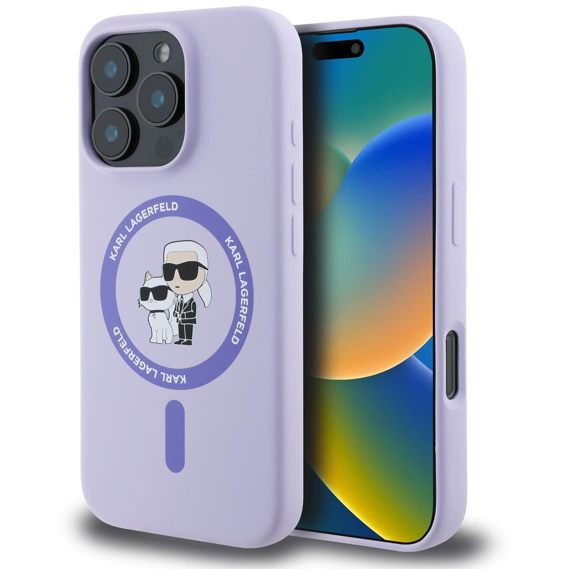 Karl Lagerfeld Liquid Silicone Karl and Choupette MagSafe iPhone 16 Pro Purple tok (KLHMP16LSCMKCRHU)