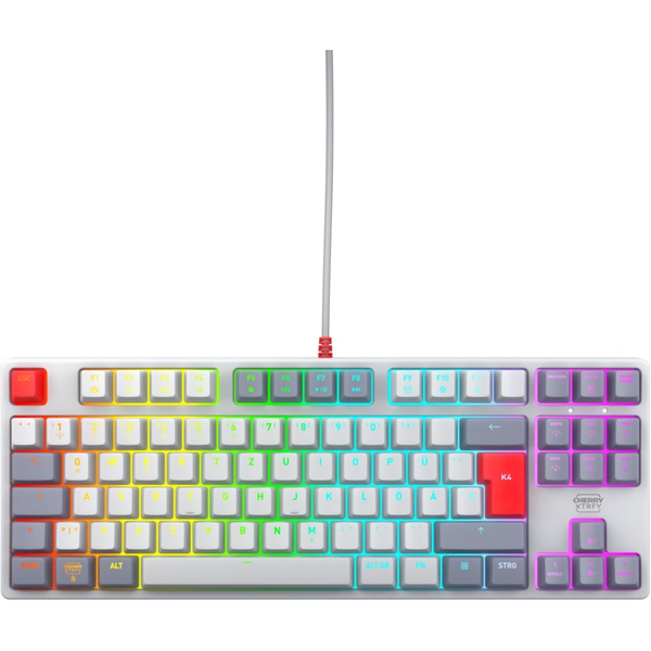 CHERRY K4V2 TKL πληκτρολόγιο Παιχνίδι USB QWERTZ Γερμανικός Γκρι, Ελαφρύ Γκρι, Κόκκινο
