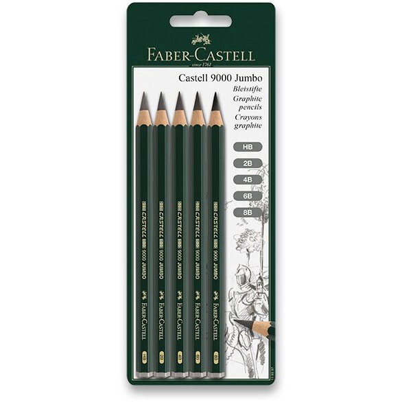 FABER-CASTELL Castell 9000 Jumbo, hatszögletű - 5 keménységű készlet (119397)