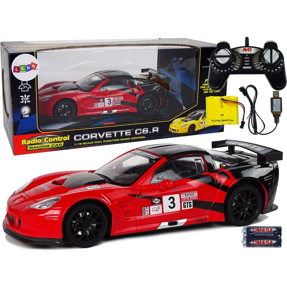 Verseny Sport Autó R/C 1_18 Corvette C6.R Piros 2.4 G Fények (9727)