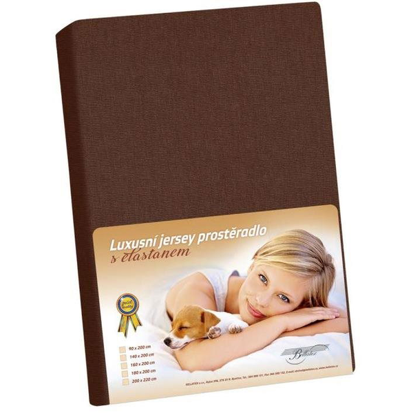 Bellatex Jersey lepedő elasztánnal, 100×200 cm, sötétbarna