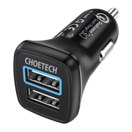 Choetech C0051 2xUSB-A autós töltő 30W fekete