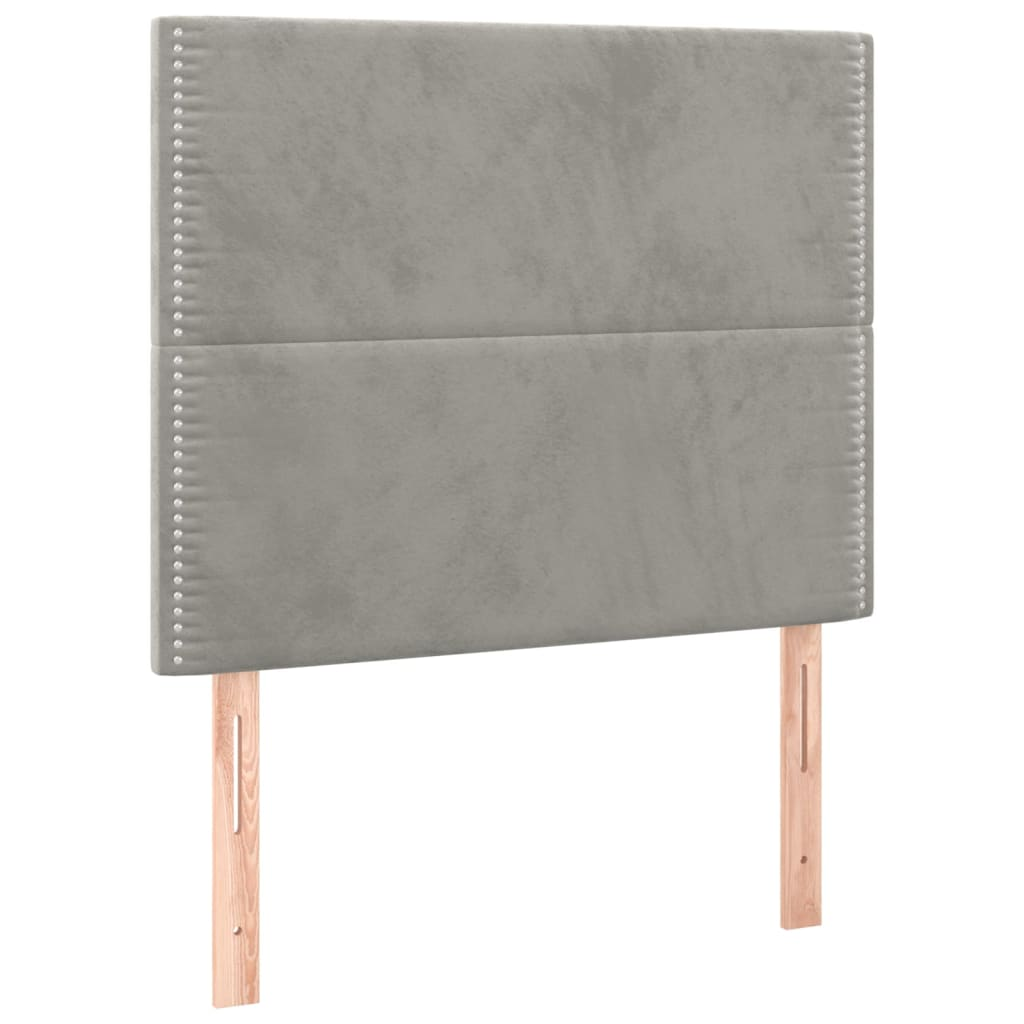 2 db világosszürke bársony fejtámla 80 x 5 x 78/88 cm (3116222)