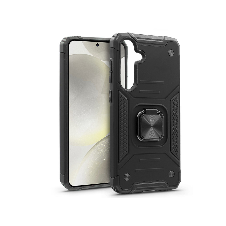 Samsung SM-S926 Galaxy S24+ ütésálló hátlap gyűrűvel és kameravédővel - Nitro Hybrid - fekete (HF234057)