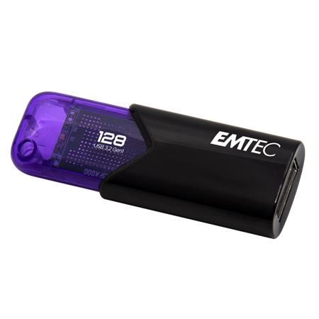 Флашка EMTEC B110 Click Easy, 128GB, USB 3.2 Gen1, черен/лилав