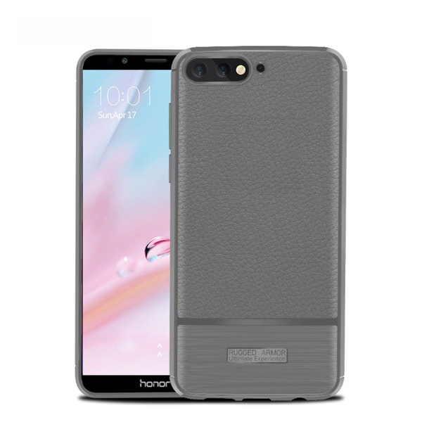 Szilikon telefonvédő (közepesen ütésálló, bőr hatású, szálcsiszolt) SZÜRKE [Huawei Y6 (2018)] (5996457795741)