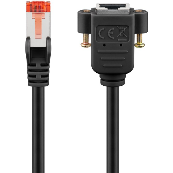 Двойно екраниран удължителен кабел, Goobay, CAT 6, S/FTP, 10 Gigabit Ethernet, 3 м, черен