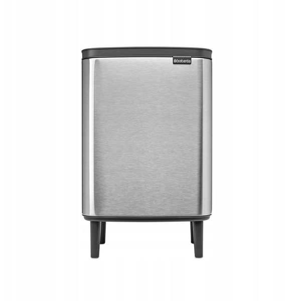 Brabantia Bo Waste Bin Hi hulladékgyűjtő felnyitható, Soft-Close fedéllel, magasított, lábakon álló, műanyag tartály, 12L - C méret, r.m. acél, selyem ujjlenyomatmentes - 227264