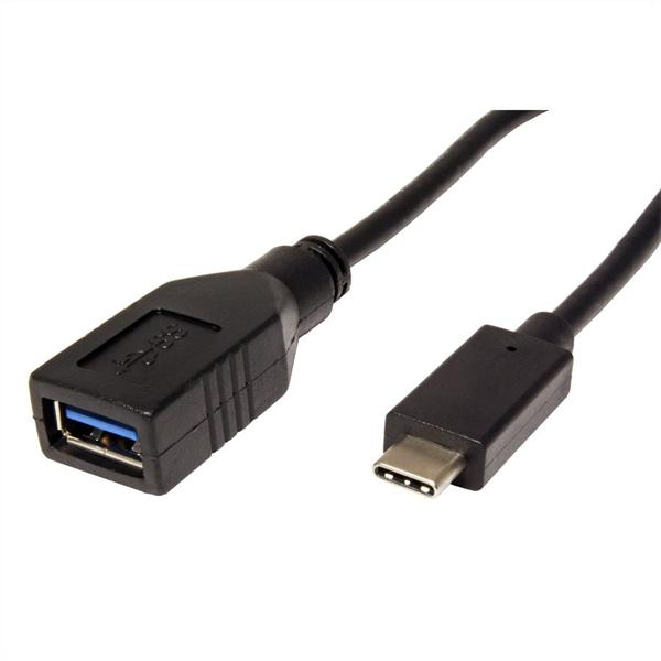 Kabel USB 3.2 C-A M/F OTG černý 0,15 m