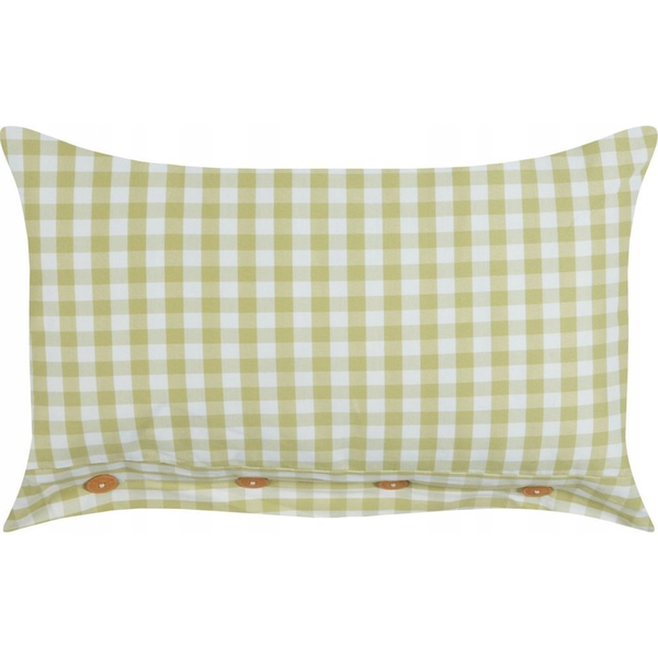 Cojín Decorativo Moderno Botones Estampado A Cuadros Verde Oliva Y Blanco 40 X 60 Cm Talya - Verde