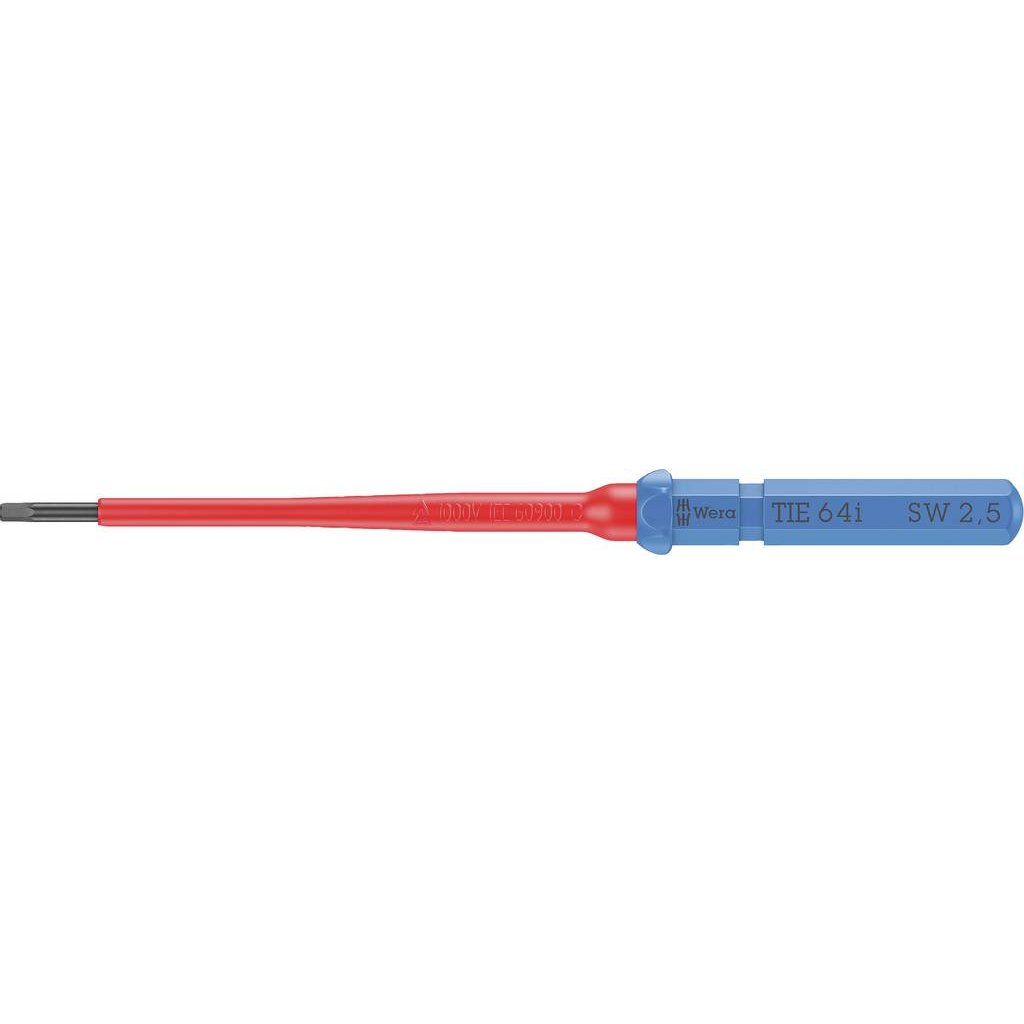 Wera Kraftform Kompakt VDE 64 i 2,5 x 157 mm TIE Villanyszerelő Belső hatlap Cserélhető penge 2.5 mm (05006518001) (05006518001)