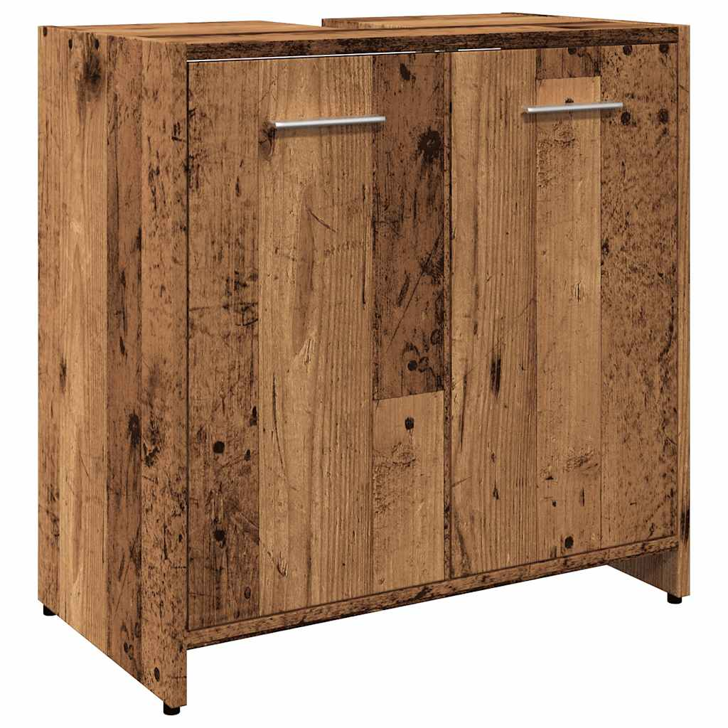antik fa színű szerelt fa fürdőszobai mosdószekrény 60x33x60 cm (856039)