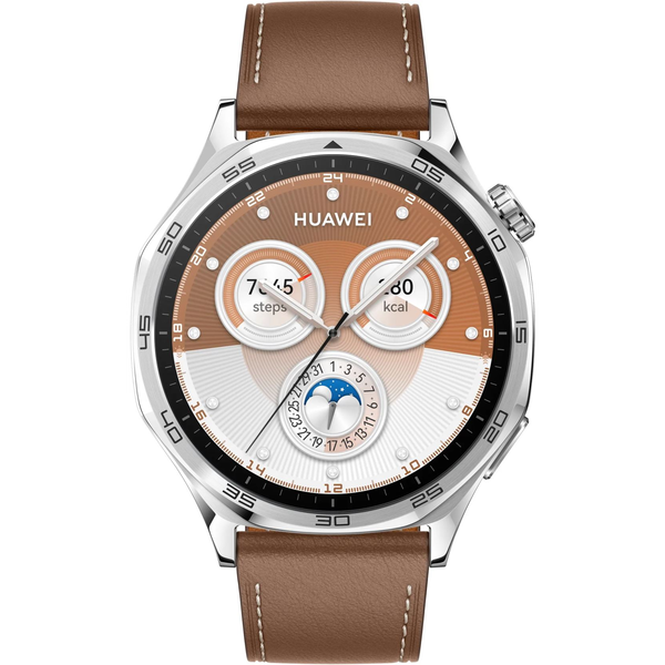 Huawei Watch GT 5 46mm okosóra barna kompozit bőr szíjjal (55020DKJ)
