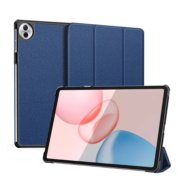 Dux Ducis DOMO tok álló, bőr hatású (aktív FLIP, oldalra nyíló, TRIFOLD, asztali tartó, textil minta) SÖTÉTKÉK Honor Pad 10 5G (GP-174872)