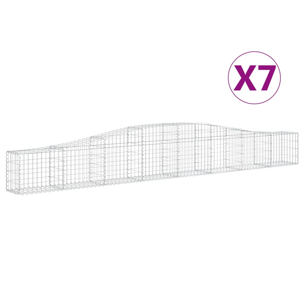 7 db íves horganyzott vas gabion kosár 400x30x40/60 cm (3145792)