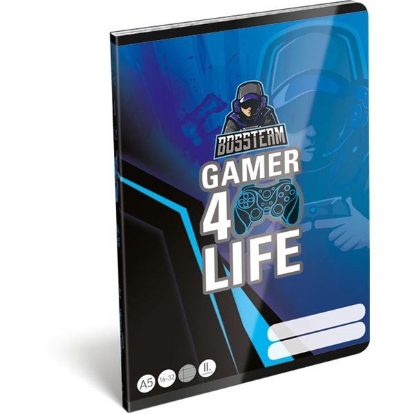Lizzy Bossteam Gamer 4Life 22966101 FSC A5 16-32 tűzött vonalas füzet (18890)